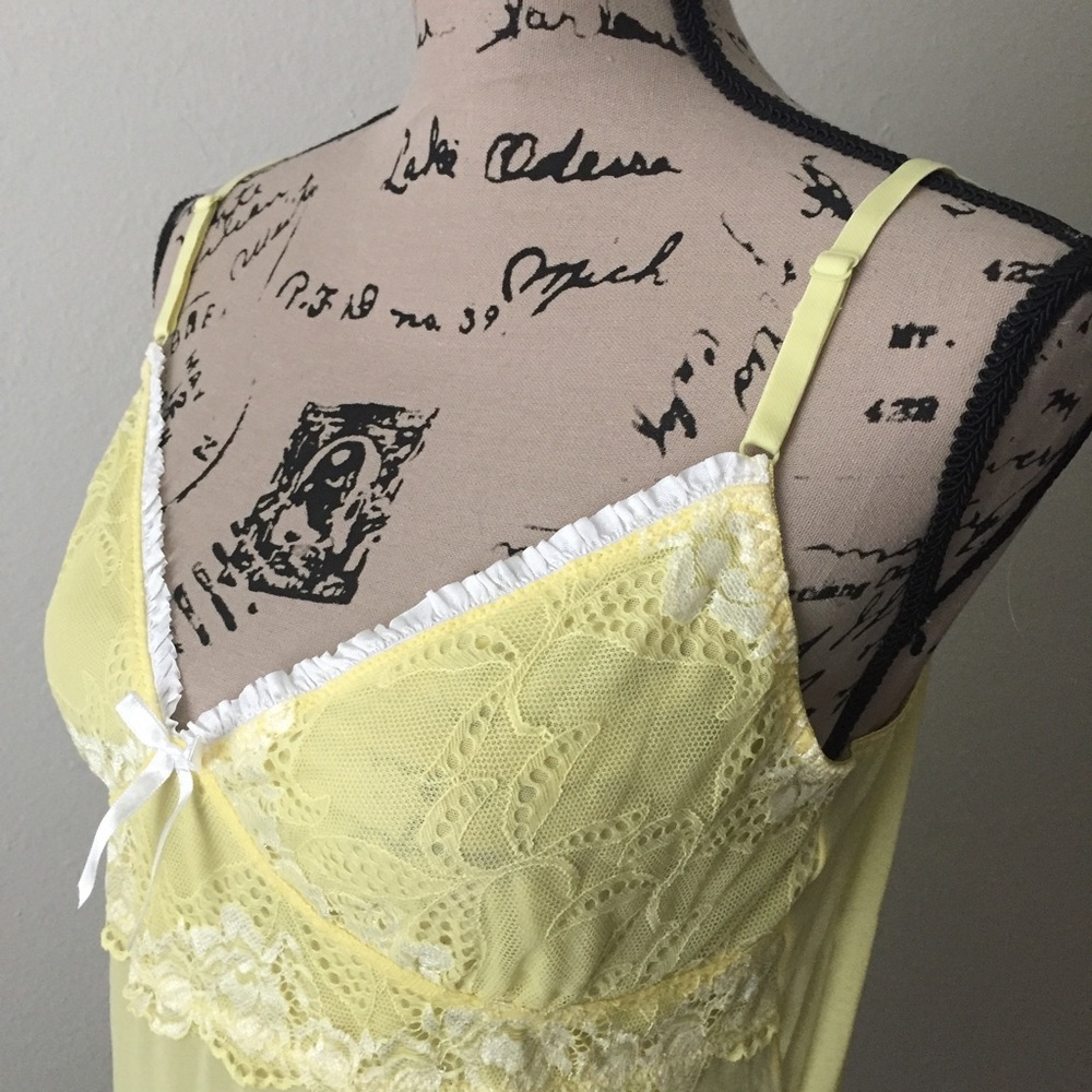 buttery yellow sheer camisole slip dress vintage Y2K